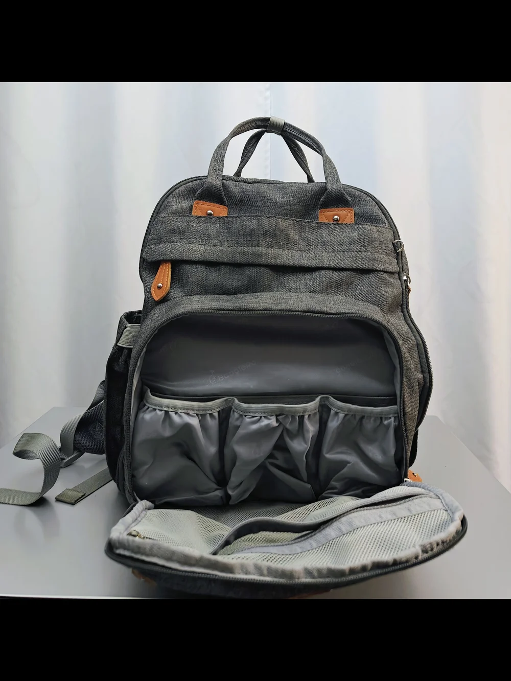 Babbleroo Dark Gray Baby/Diaper Backpack